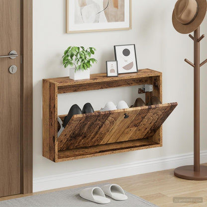 Wall-Mounted Shoe Cabinet ALKMAAR 71 x 17 x 43 cm Old Wood