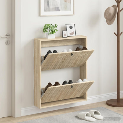 Wall-Mounted Shoe Cabinet ALKMAAR 71 x 17 x 86 cm Sonoma Oak