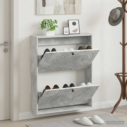 Wall-Mounted Shoe Cabinet ALKMAAR 71 x 17 x 86 cm Concrete Grey