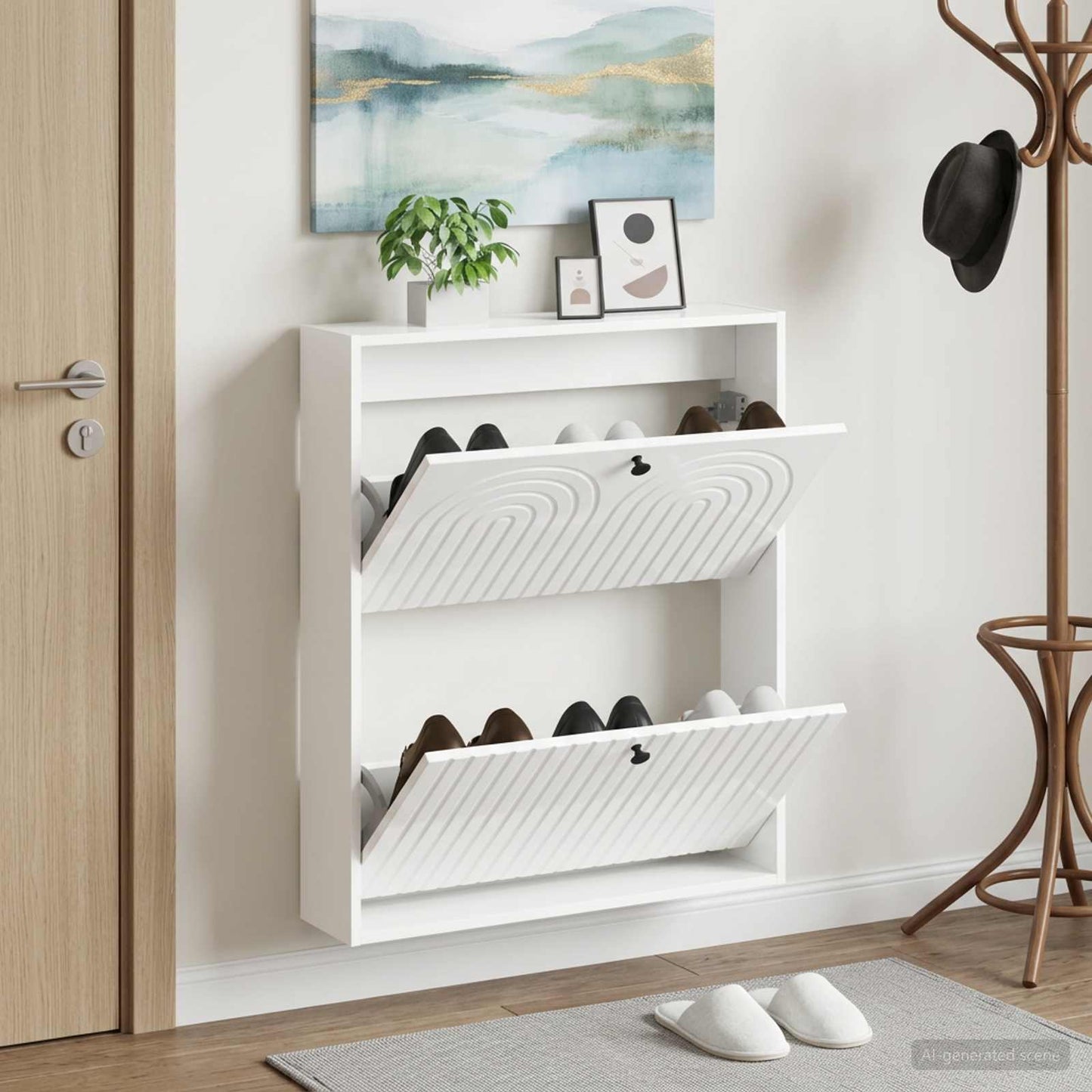 Wall-Mounted Shoe Cabinet ALKMAAR 71 x 17 x 86 cm