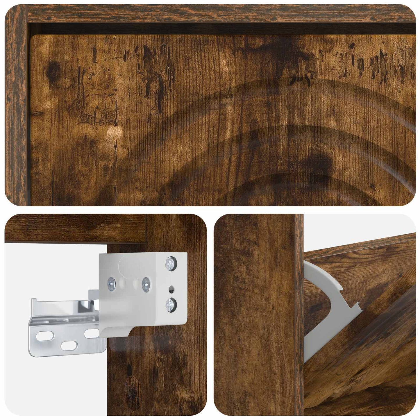 Wall-Mounted Shoe Cabinet ALKMAAR 71 x 17 x 86 cm Smoked Oak