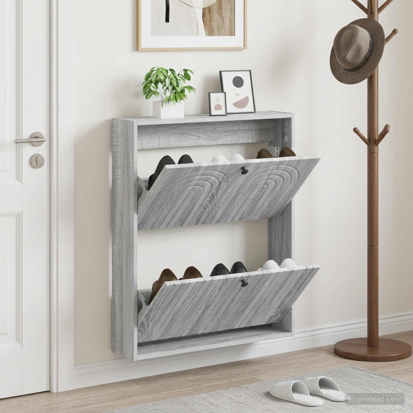 Wall-Mounted Shoe Cabinet ALKMAAR 71 x 17 x 86 cm Grey Sonoma
