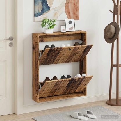 Wall-Mounted Shoe Cabinet ALKMAAR 71 x 17 x 86 cm Old Wood