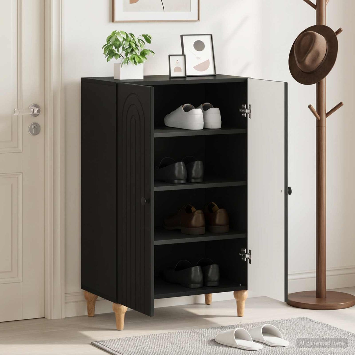 Shoe Cabinet ALKMAAR 59.5 x 39.5 x 90 cm Engineered Wood Black