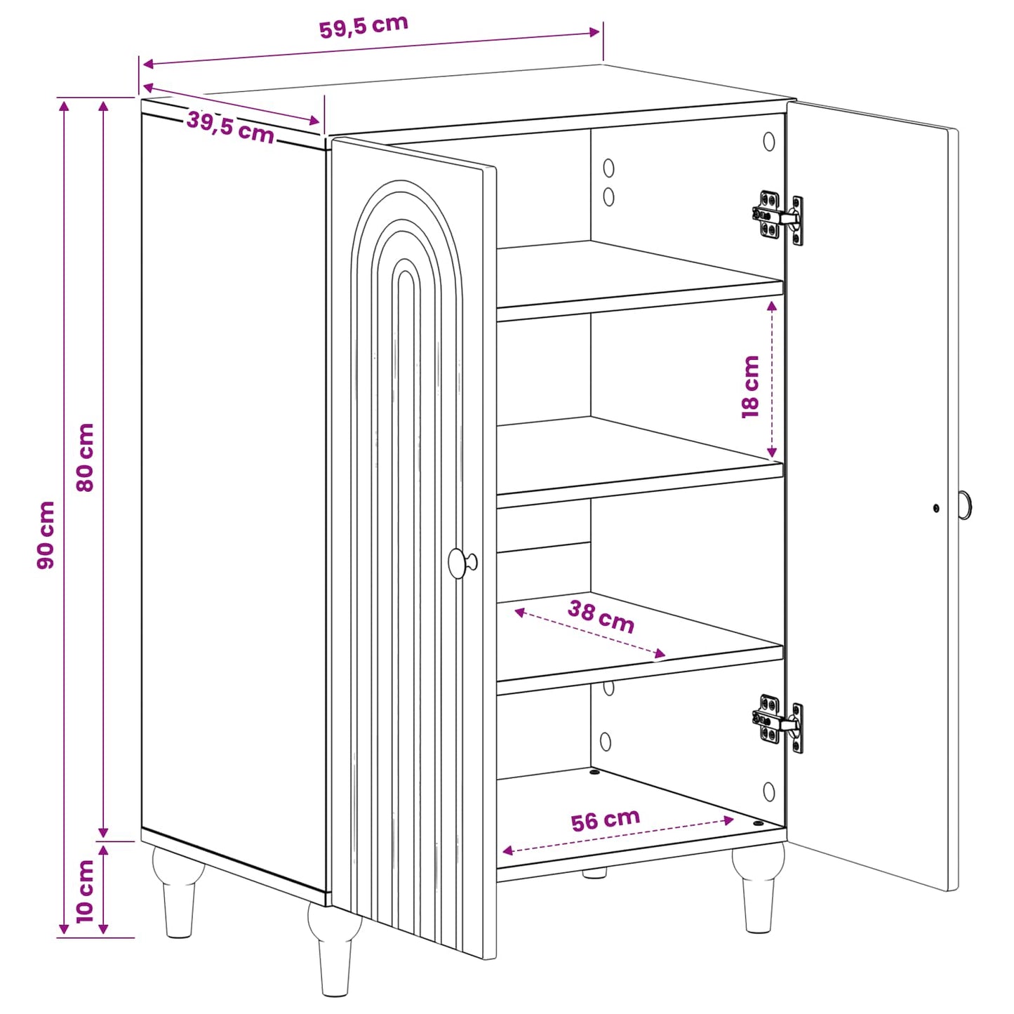 Shoe Cabinet ALKMAAR 59.5 x 39.5 x 90 cm Engineered Wood Black