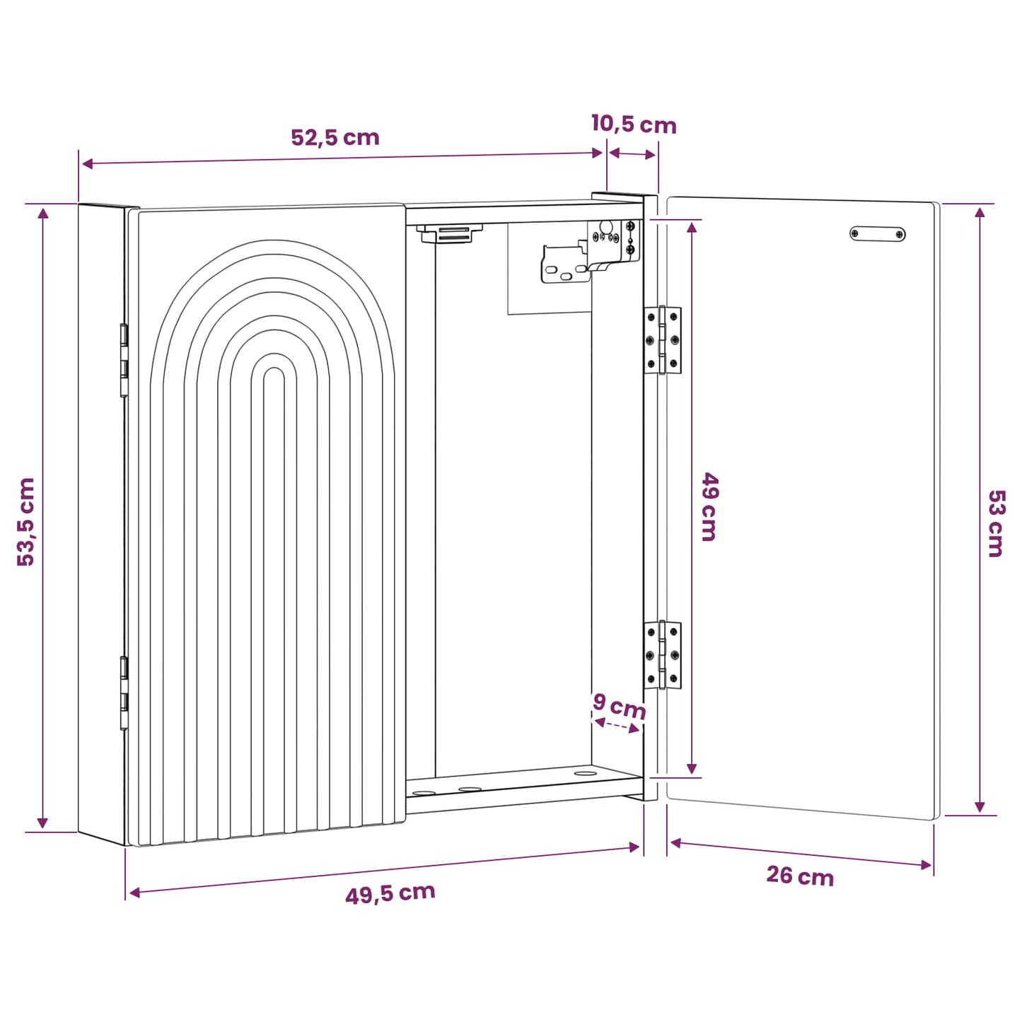 Dartboard Cabinet ALKMAAR White 52.5 x 10.5 x 53.5 cm