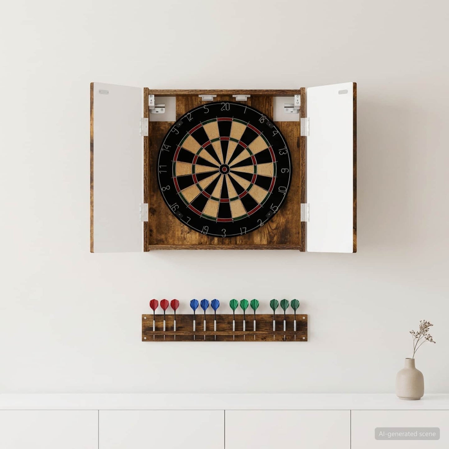 Dartboard Cabinet ALKMAAR Smoked Oak 52.5 x 10.5 x 53.5 cm