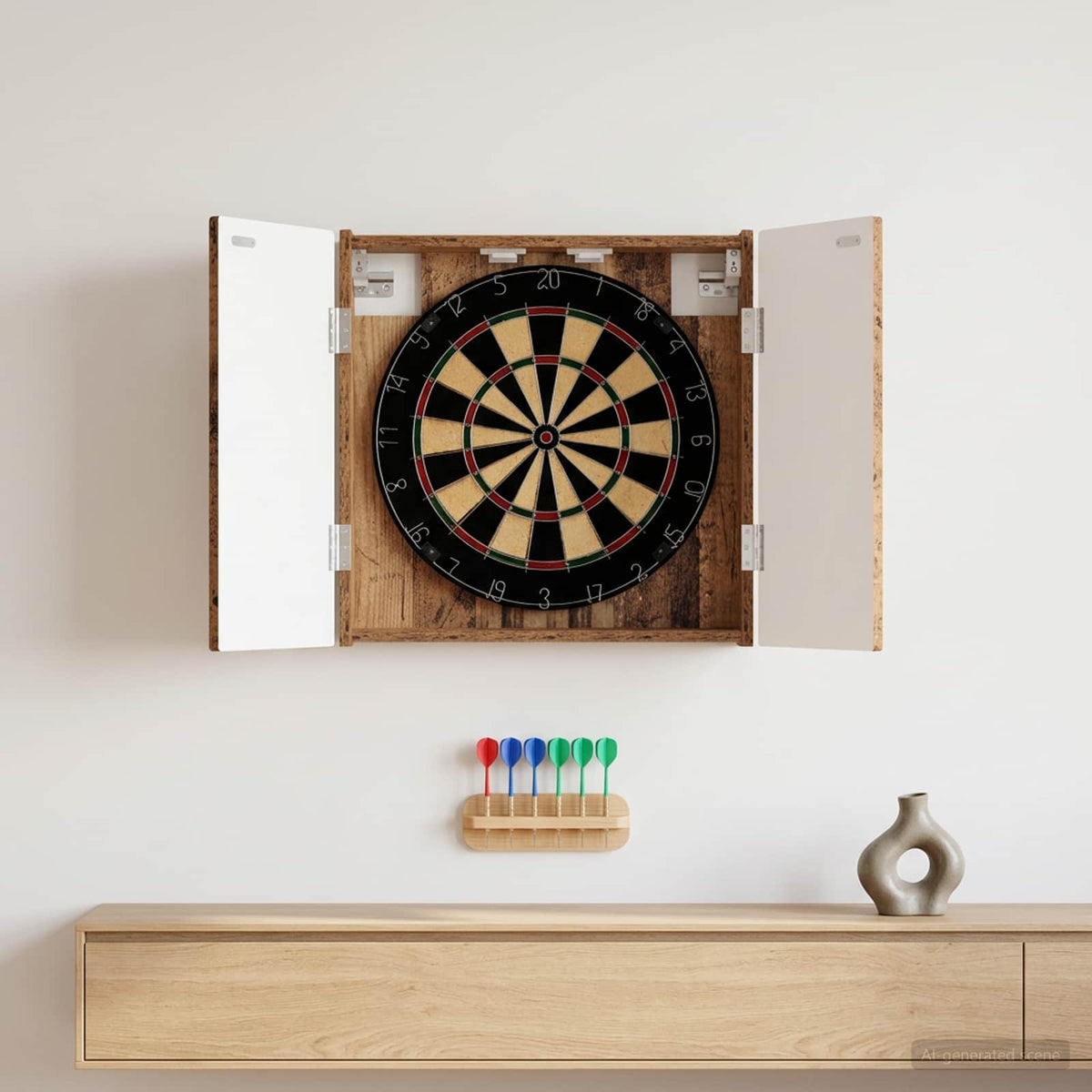 Dartboard Cabinet ALKMAAR Old Wood 52.5 x 10.5 x 53.5 cm