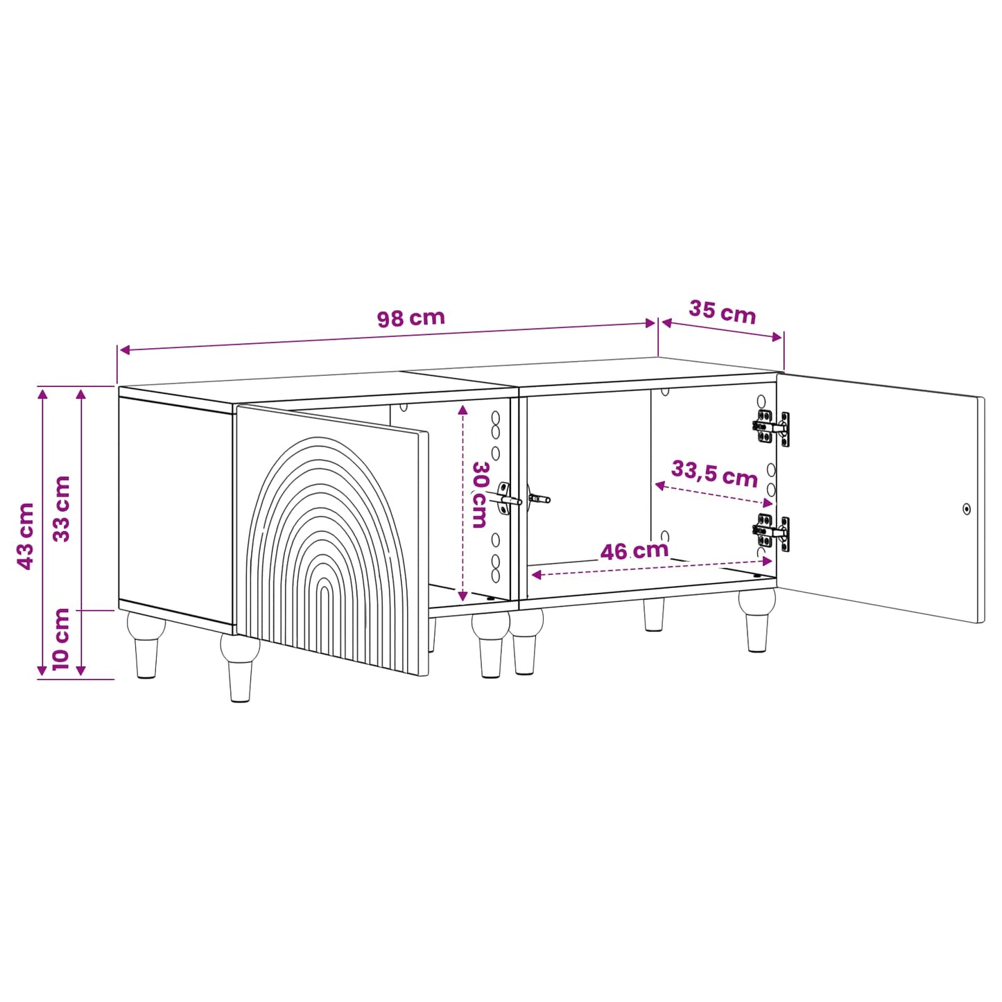 TV Cabinet Black Engineered Wood