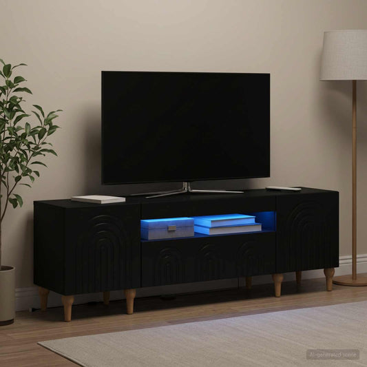 LED TV Cabinet ALKMAAR 153 x 35 x 43 cm Black Engineered Wood