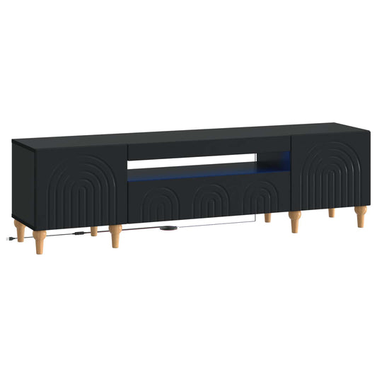 LED TV Cabinet ALKMAAR 153 x 35 x 43 cm Black Engineered Wood