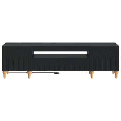 LED TV Cabinet Black Engineered Wood