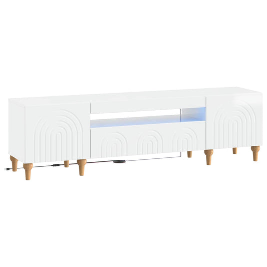 LED TV Cabinet ALKMAAR 153 x 35 x 43 cm High Gloss White