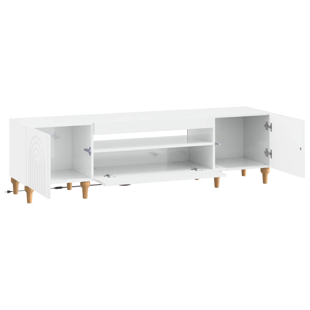 LED TV Cabinet High Gloss White Engineered Wood