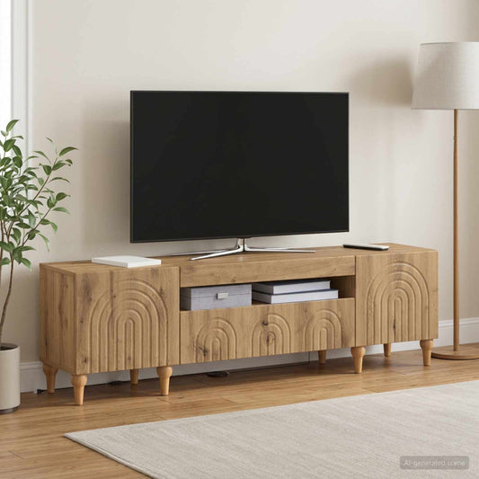 LED TV Cabinet ALKMAAR 153 x 35 x 43 cm Artisan Oak
