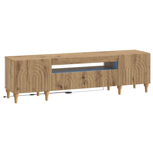 LED TV Cabinet ALKMAAR 153 x 35 x 43 cm Artisan Oak