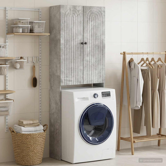 Toilet Cabinet ALKMAAR Concrete Grey 66 x 25.5 x 190 cm