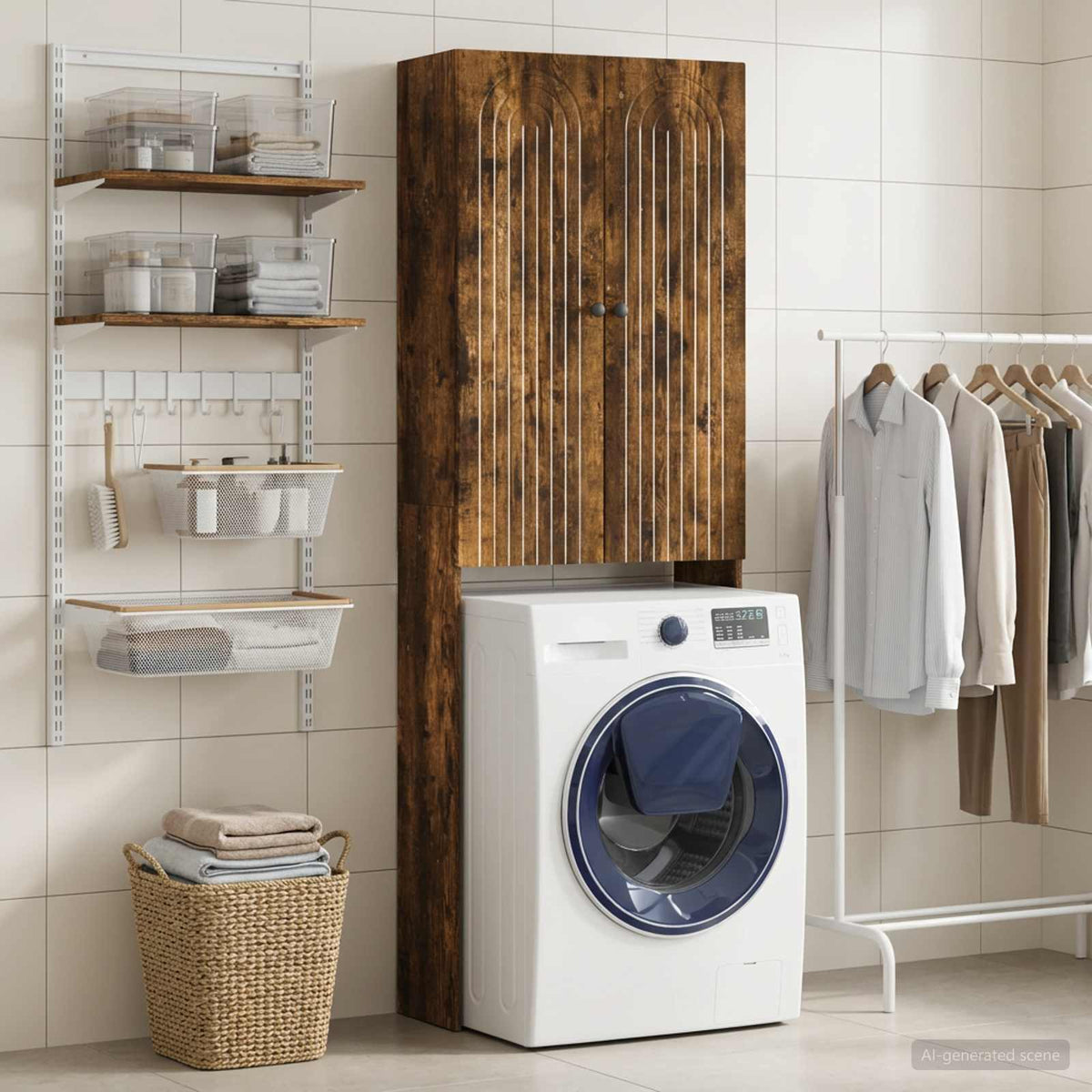 Toilet Cabinet ALKMAAR Smoked Oak 66 x 25.5 x 190 cm