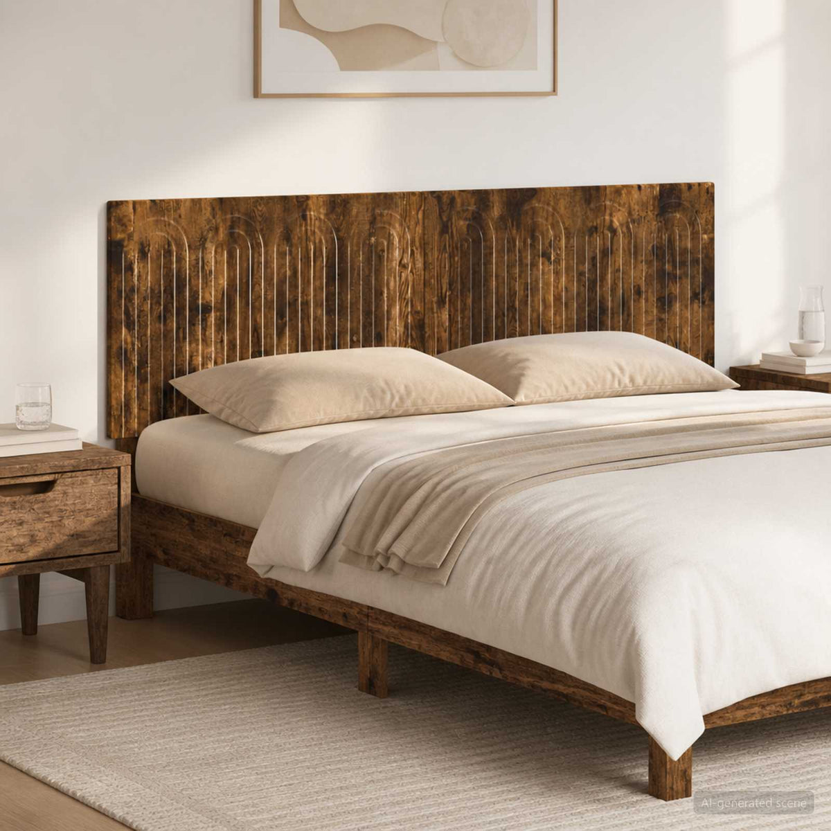 Wall-Mounted Headboard ALKMAAR Smoked Oak Engineered Wood