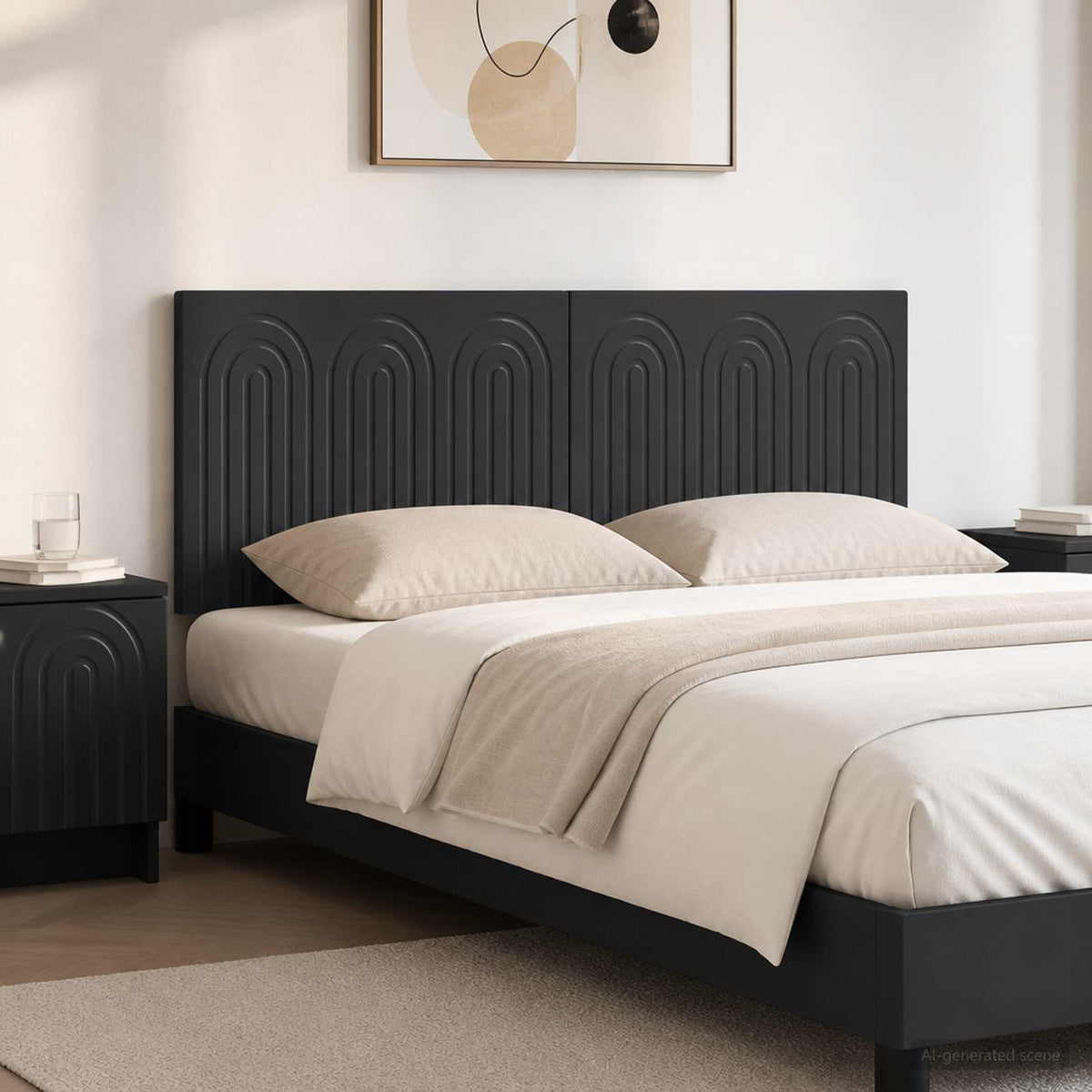 Wall-Mounted Headboard ALKMAAR Black Engineered Wood