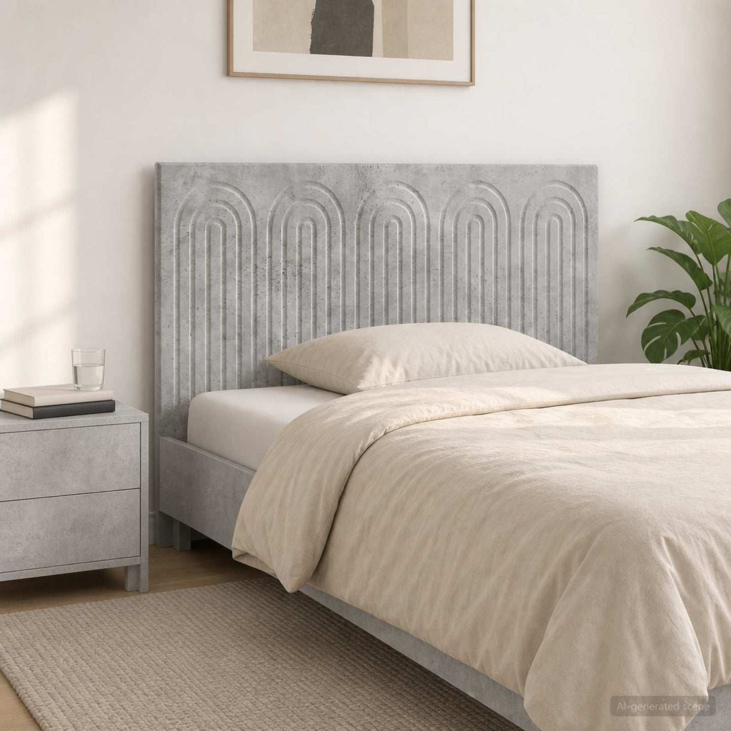 Wall-Mounted Headboard ALKMAAR Concrete Grey Engineered Wood