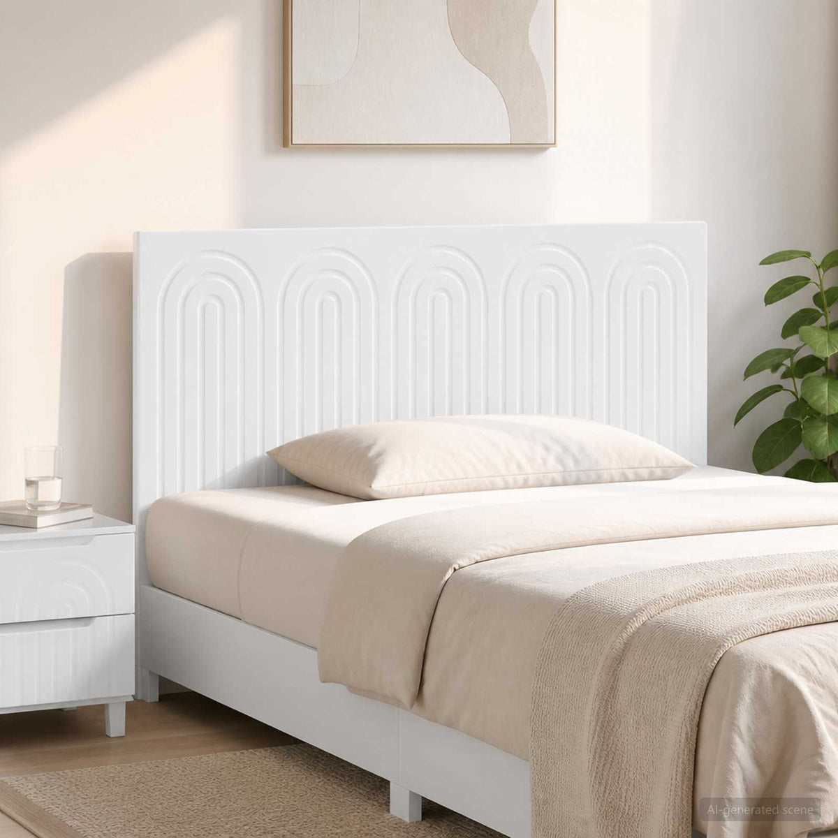 Wall-Mounted Headboard ALKMAAR High Gloss White Engineered Wood