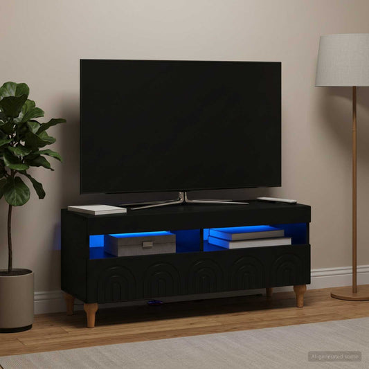 LED TV Cabinet ALKMAAR 100 x 35 x 43 cm Black Engineered Wood