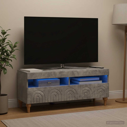 LED TV Cabinet ALKMAAR 100 x 35 x 43 cm Concrete Grey