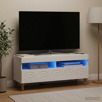 LED TV Cabinet High Gloss White Engineered Wood