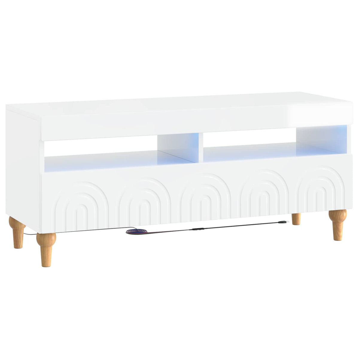LED TV Cabinet High Gloss White Engineered Wood