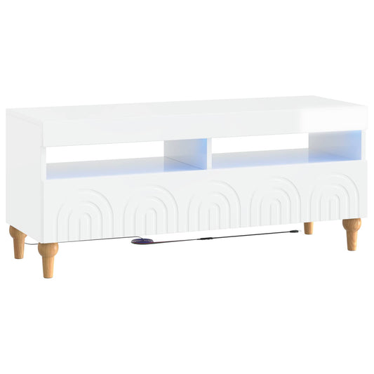 LED TV Cabinet ALKMAAR 100 x 35 x 43 cm High Gloss White