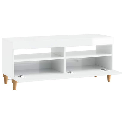 LED TV Cabinet High Gloss White Engineered Wood