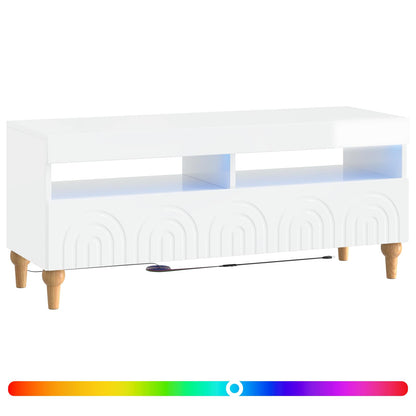 LED TV Cabinet High Gloss White Engineered Wood