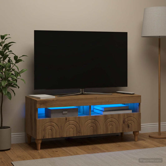 LED TV Cabinet ALKMAAR 100 x 35 x 43 cm Artisan Oak
