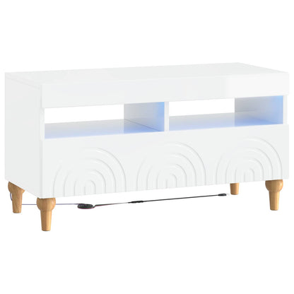 LED TV Cabinet High Gloss White Engineered Wood