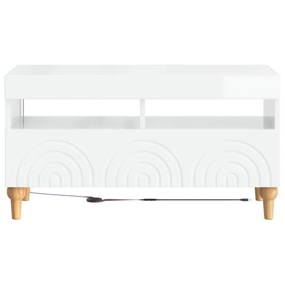LED TV Cabinet High Gloss White Engineered Wood