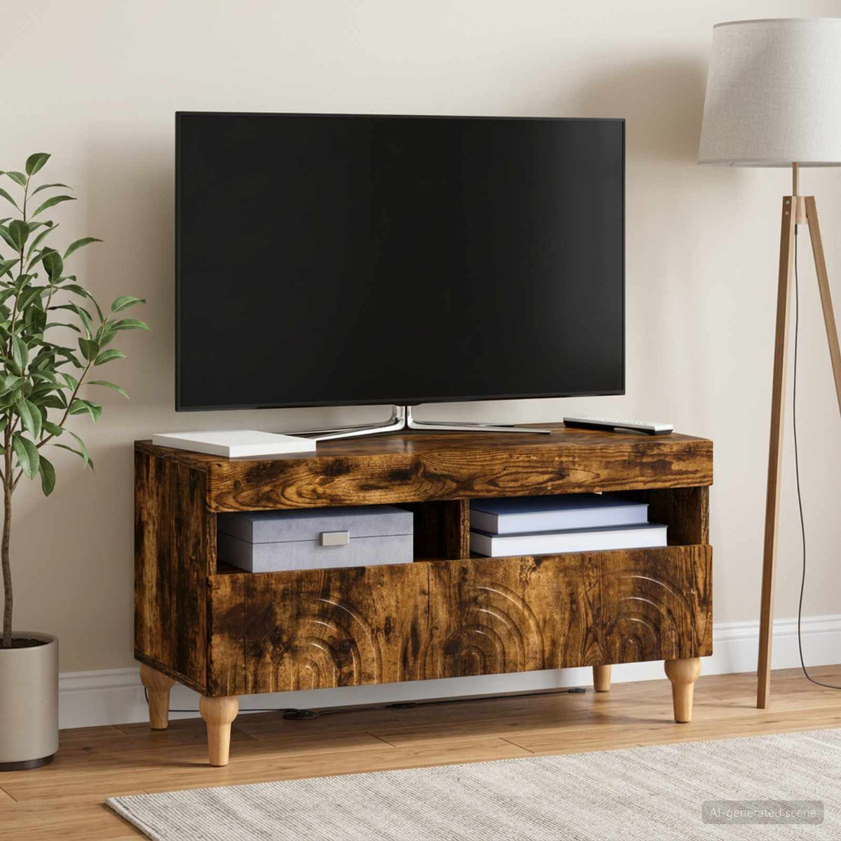 LED TV Cabinet Smoked Oak Engineered Wood