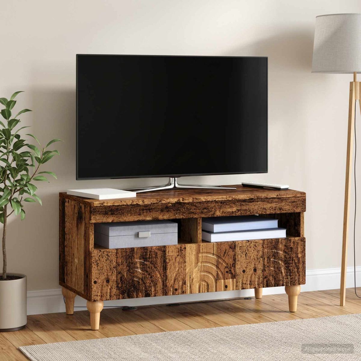 LED TV Cabinet Old Wood Engineered Wood