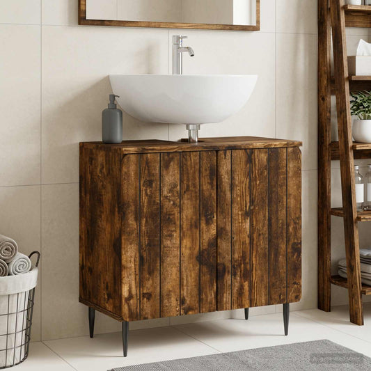 Bathroom Sink Cabinet ZWOLLE Smoked Oak 59.5 x 31.5x 59 cm