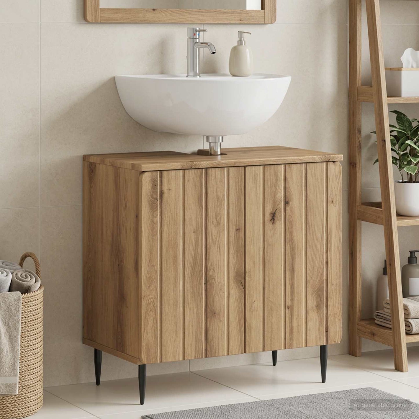 Bathroom Sink Cabinet ZWOLLE Artisan Oak 59.5 x 31.5x 59 cm