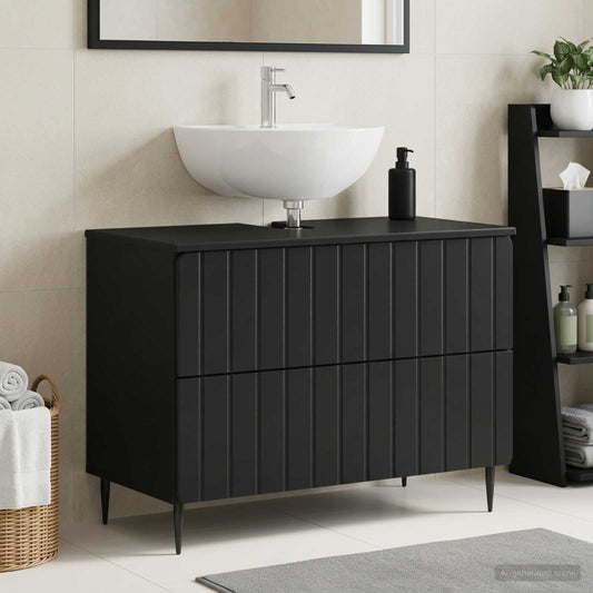 Bathroom Sink Cabinet ZWOLLE Black 82 x 41x 58.5 cm
