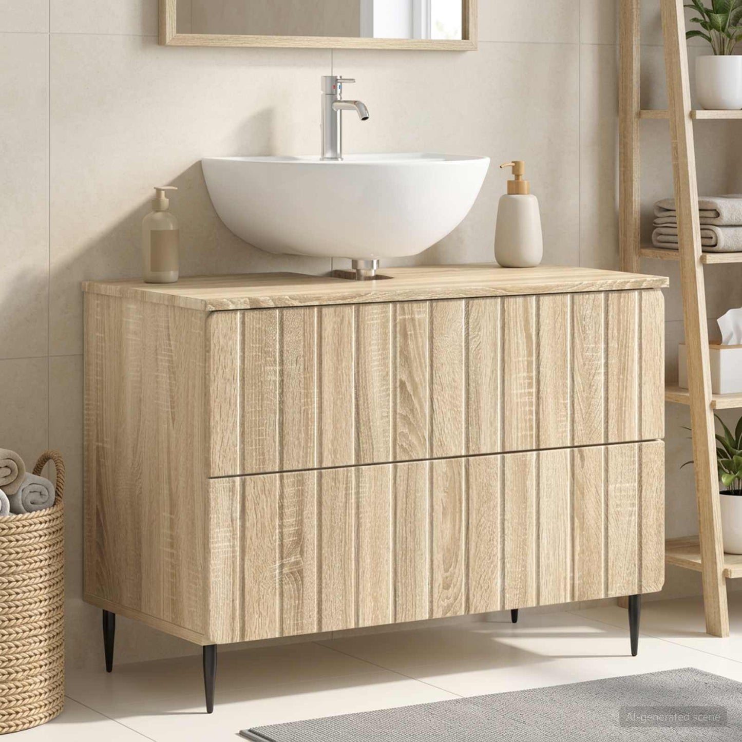 Bathroom Sink Cabinet ZWOLLE Sonoma Oak 82 x 41x 58.5 cm