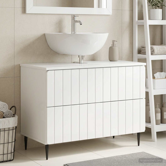 Bathroom Sink Cabinet ZWOLLE High Gloss White 82 x 41x 58.5 cm