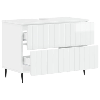 Bathroom Sink Cabinet ZWOLLE High Gloss White 82 x 41x 58.5 cm