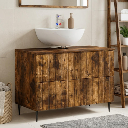 Bathroom Sink Cabinet ZWOLLE Smoked Oak 82 x 41x 58.5 cm