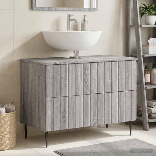 Bathroom Sink Cabinet ZWOLLE Grey Sonoma 82 x 41x 58.5 cm