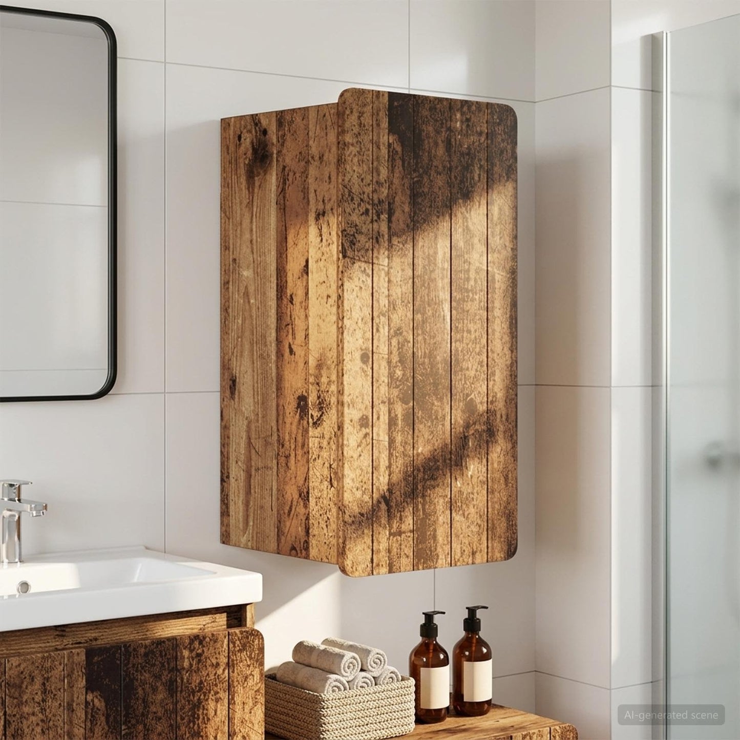 Bathroom Wall Cabinet ZWOLLE Old Wood 30 x 31 x 63 cm