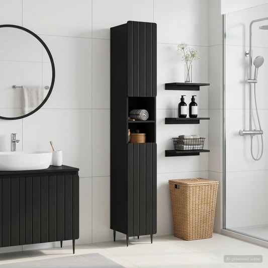 Bathroom Cabinet with Open Shelf ZWOLLE Black
