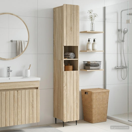 Bathroom Cabinet with Open Shelf ZWOLLE Sonoma Oak