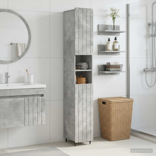 Bathroom Cabinet with Open Shelf ZWOLLE Concrete Grey